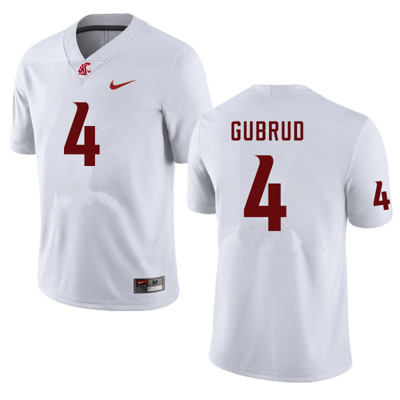 Men #4 Gage Gubrud Washington State Cougars College Football Jerseys Sale-White